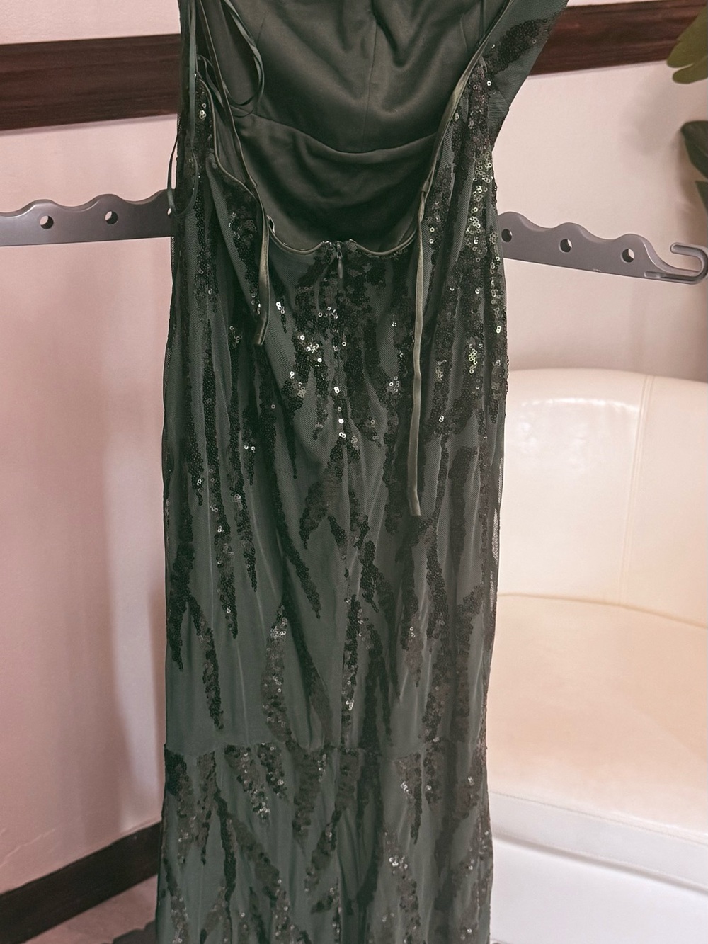 Black Sequin Maxi Dress with Draped Bodice